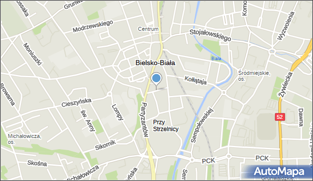 Bielsko-Biała, Sukiennicza, mapa Bielsko-Białej