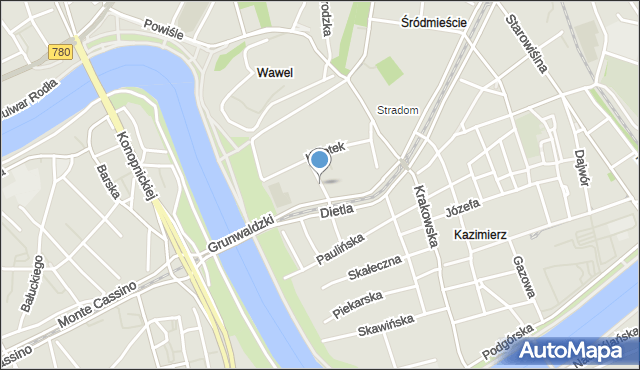 Kraków, Sukiennicza, mapa Krakowa