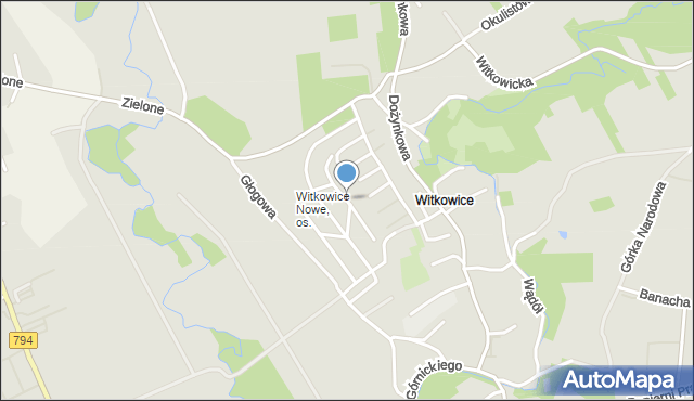 Kraków, Suche Łąki, mapa Krakowa