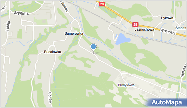 Sucha Beskidzka, Sumerówka, mapa Sucha Beskidzka