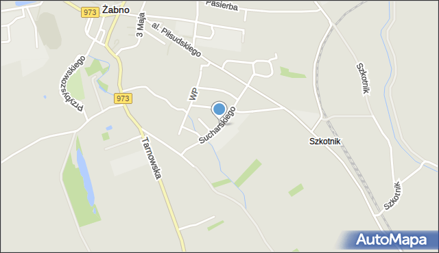 Żabno powiat tarnowski, Sucharskiego Henryka, mjr., mapa Żabno powiat tarnowski