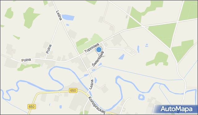 Banie Mazurskie, Świerkowa, mapa Banie Mazurskie