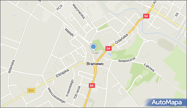 Braniewo, Świętojańska, mapa Braniewo