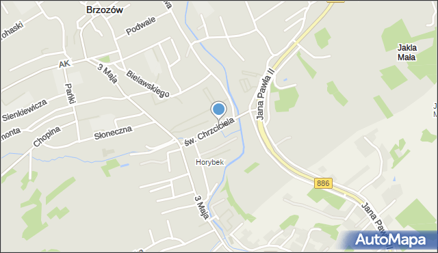 Brzozów, św. Jana Chrzciciela, mapa Brzozów