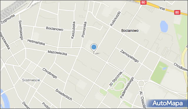 Bydgoszcz, Świętojańska, mapa Bydgoszczy