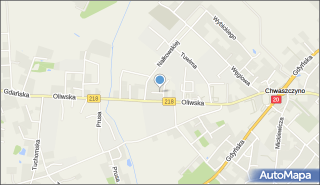 Chwaszczyno, Św. Wojciecha, mapa Chwaszczyno