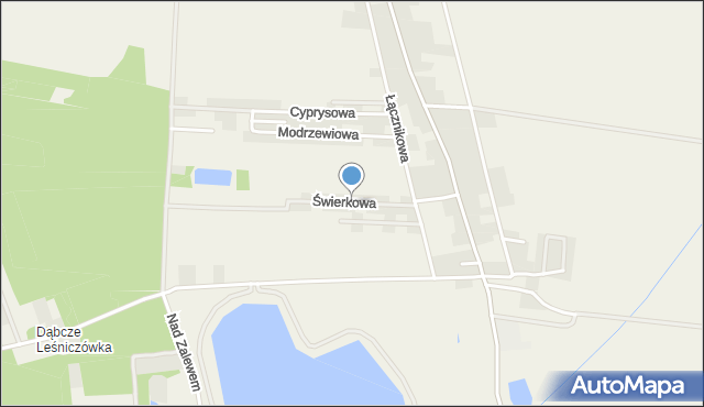 Dąbcze, Świerkowa, mapa Dąbcze