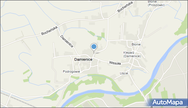 Damienice, św. Antoniego, mapa Damienice