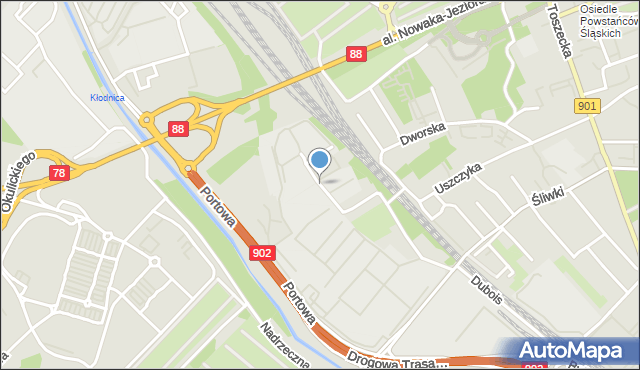 Gliwice, św. Urbana, mapa Gliwic