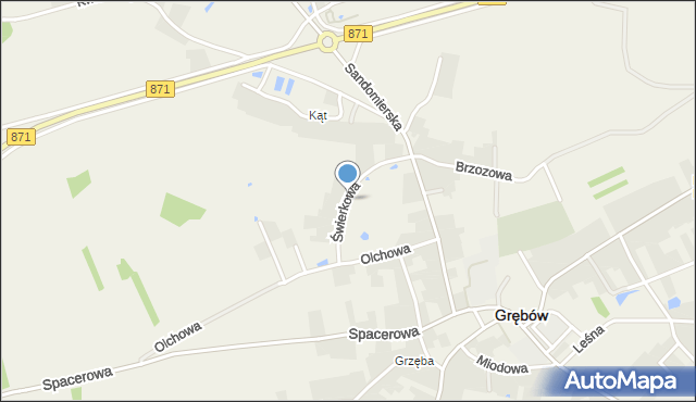 Grębów powiat tarnobrzeski, Świerkowa, mapa Grębów powiat tarnobrzeski