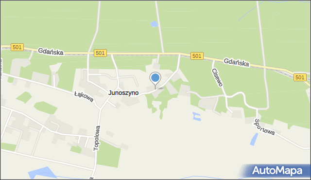 Junoszyno, Świerkowa, mapa Junoszyno