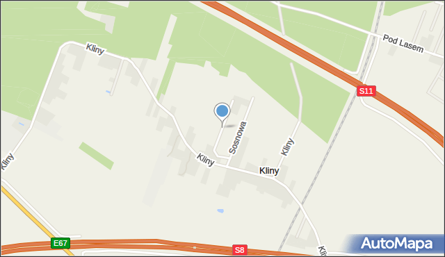 Kliny gmina Kępno, Świerkowa, mapa Kliny gmina Kępno