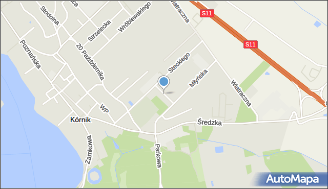 Kórnik, św. Jana Kantego, mapa Kórnik