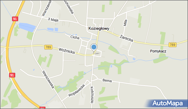 Koziegłowy powiat myszkowski, Świętokrzyska, mapa Koziegłowy powiat myszkowski