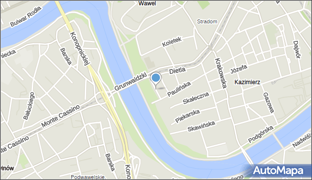 Kraków, św. Stanisława, mapa Krakowa
