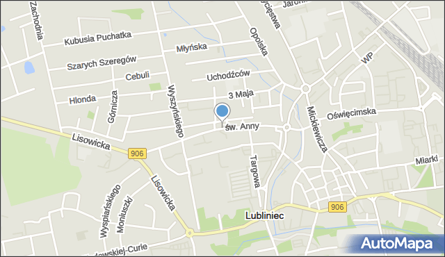 Lubliniec, św. Anny, mapa Lubliniec