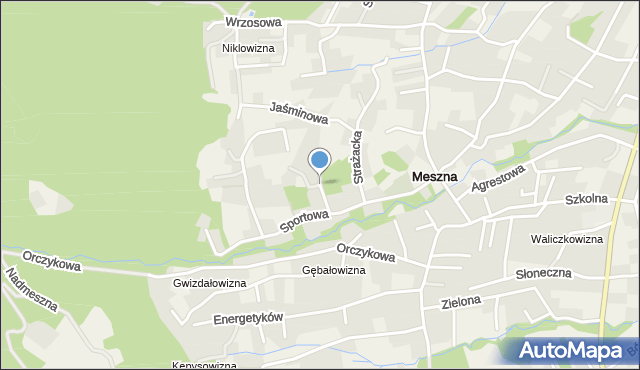 Meszna gmina Wilkowice, Świerkowa, mapa Meszna gmina Wilkowice