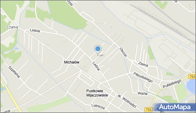 Myszków, Świerkowa, mapa Myszków