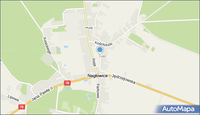 Nagłowice, św. Floriana, mapa Nagłowice