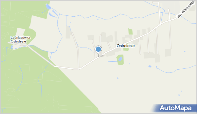 Ostrolesie, św. Walentego, mapa Ostrolesie