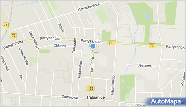 Pabianice, św. Jana, mapa Pabianic