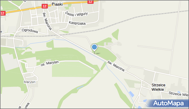 Piaski powiat gostyński, św. Marcina, mapa Piaski powiat gostyński