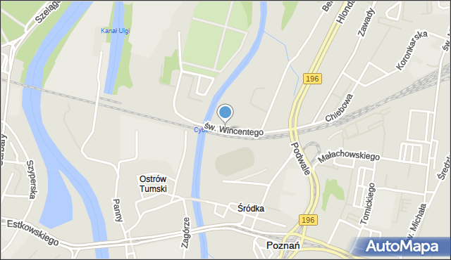 Poznań, św. Wincentego, mapa Poznania