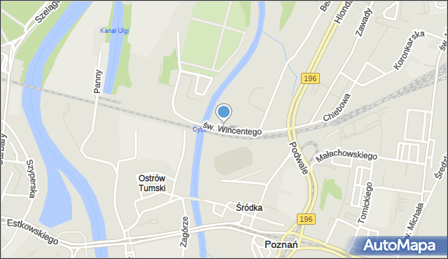 Poznań, św. Wincentego, mapa Poznania