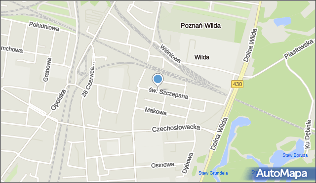 Poznań, św. Szczepana, mapa Poznania