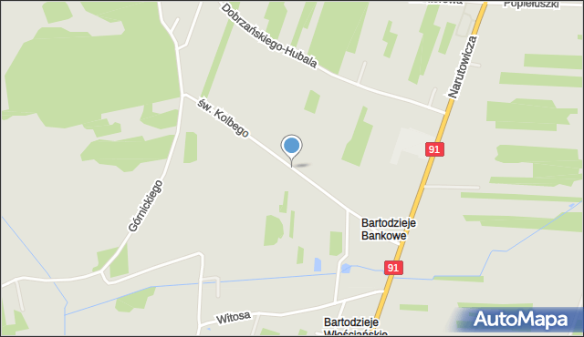 Radomsko, św. Maksymiliana Marii Kolbego, mapa Radomsko