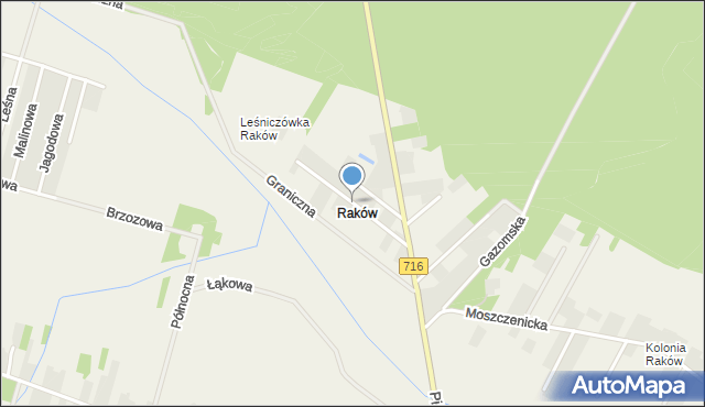 Raków gmina Moszczenica, Świerkowa, mapa Raków gmina Moszczenica