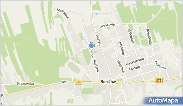 Raniżów, św. Floriana, mapa Raniżów