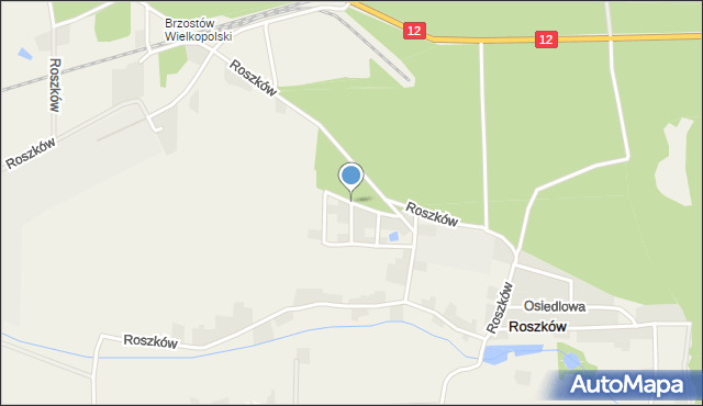 Roszków gmina Jarocin, Świerkowa, mapa Roszków gmina Jarocin