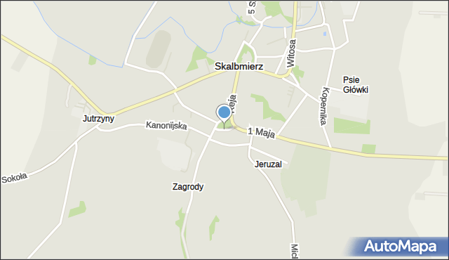 Skalbmierz, św. Jana Pawła II, mapa Skalbmierz