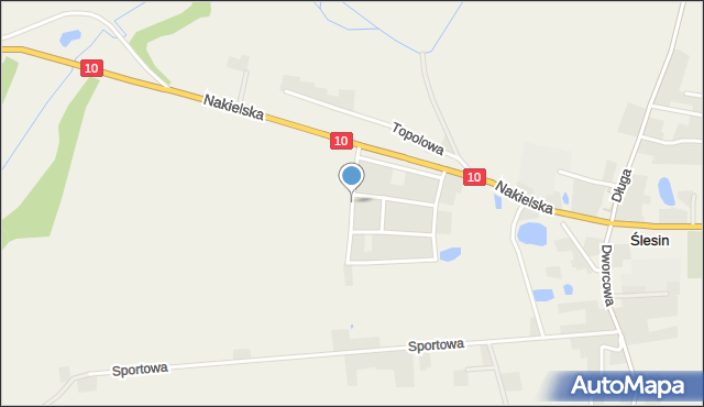 Ślesin gmina Nakło nad Notecią, Świerkowa, mapa Ślesin gmina Nakło nad Notecią