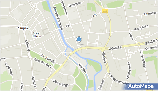 Słupsk, św. Ojca Pio, mapa Słupska