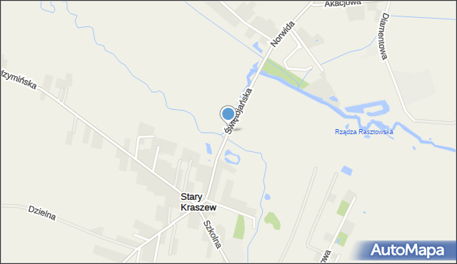 Stary Kraszew, Świętojańska, mapa Stary Kraszew