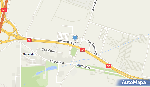 Swadzim gmina Tarnowo Podgórne, św. Antoniego, mapa Swadzim gmina Tarnowo Podgórne