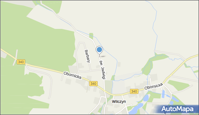 Wilczyn gmina Oborniki Śląskie, św. Jadwigi, mapa Wilczyn gmina Oborniki Śląskie