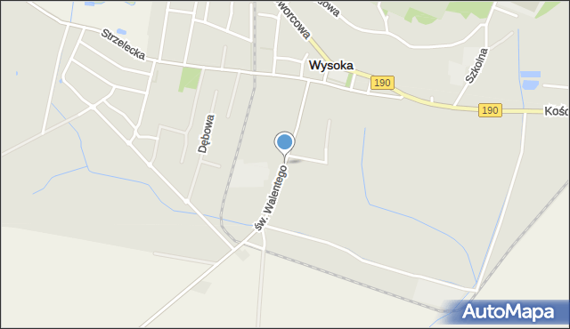 Wysoka powiat pilski, św. Walentego, mapa Wysoka powiat pilski