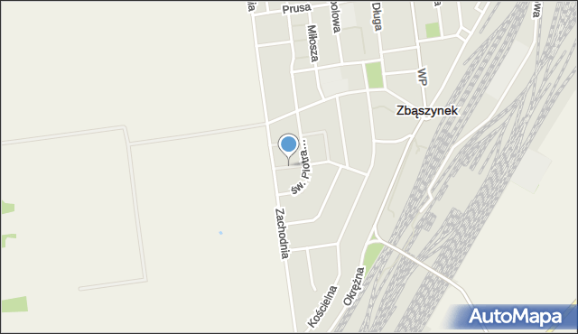 Zbąszynek, św. Floriana, mapa Zbąszynek