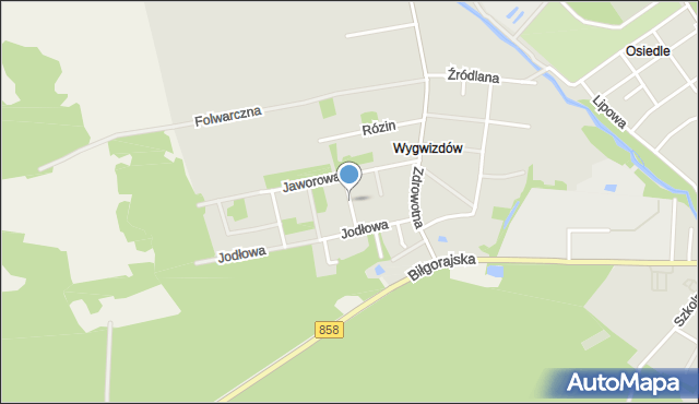 Zwierzyniec powiat zamojski, Świerkowa, mapa Zwierzyniec powiat zamojski