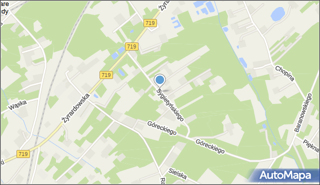 Stare Budy gmina Jaktorów, Sygietyńskiego, mapa Stare Budy gmina Jaktorów