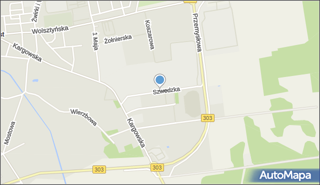Babimost, Szwedzka, mapa Babimost