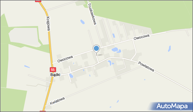 Bądki gmina Gardeja, Szkolna, mapa Bądki gmina Gardeja