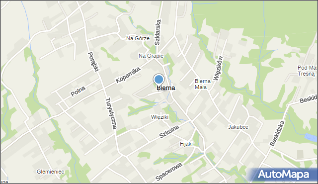 Bierna gmina Łodygowice, Szewska, mapa Bierna gmina Łodygowice