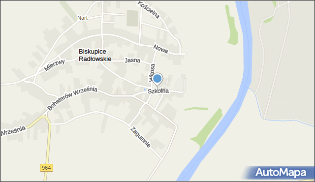 Biskupice Radłowskie, Szkolna, mapa Biskupice Radłowskie