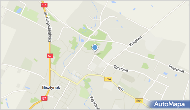 Bisztynek, Szkolna, mapa Bisztynek