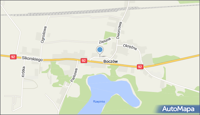 Boczów gmina Torzym, Szkolna, mapa Boczów gmina Torzym