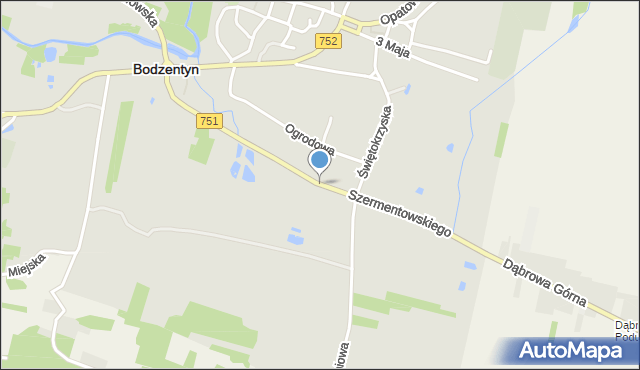 Bodzentyn, Szermentowskiego, mapa Bodzentyn